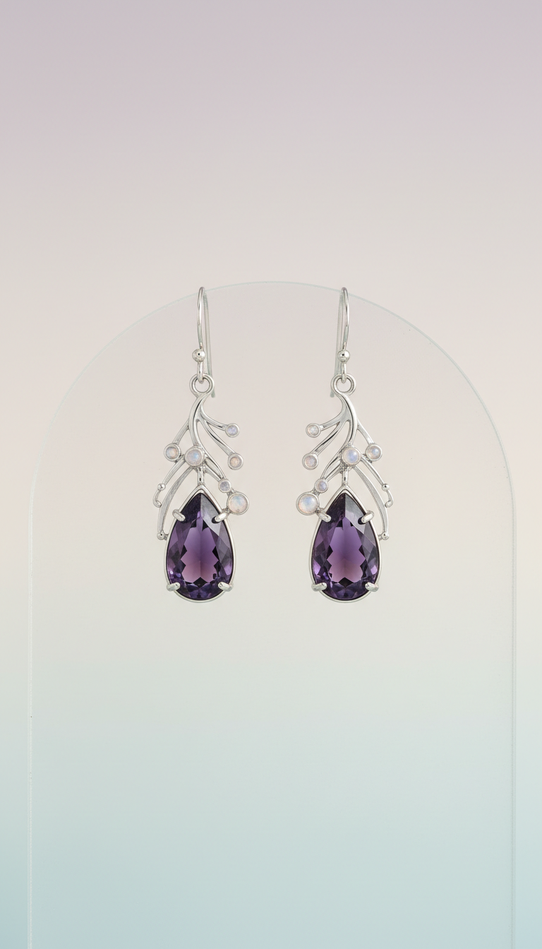 Cosmic Amethyst Drop Earrings